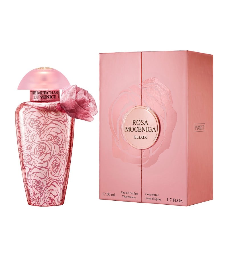immagine della bottiglia del profumo rosa moceniga elixir di the merchant of venice
